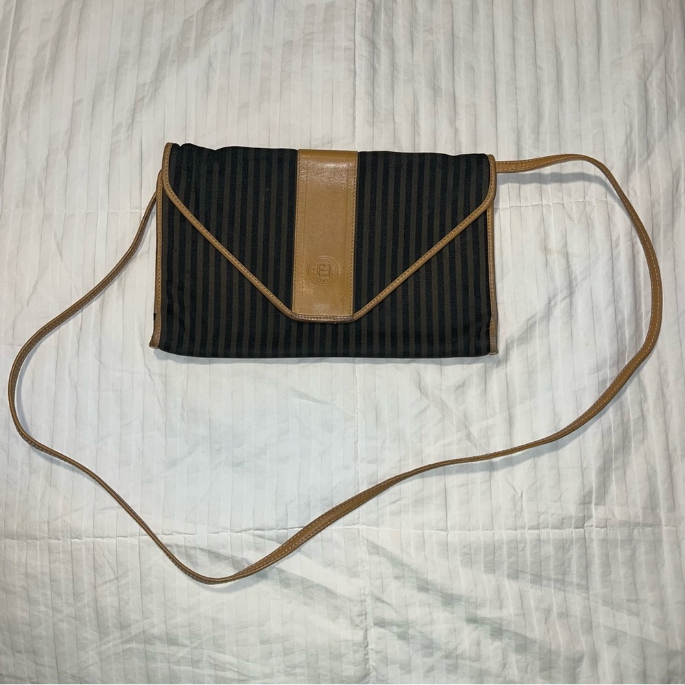 Vintage Fendi Striped Envelope Crossbody/Clutch Bag